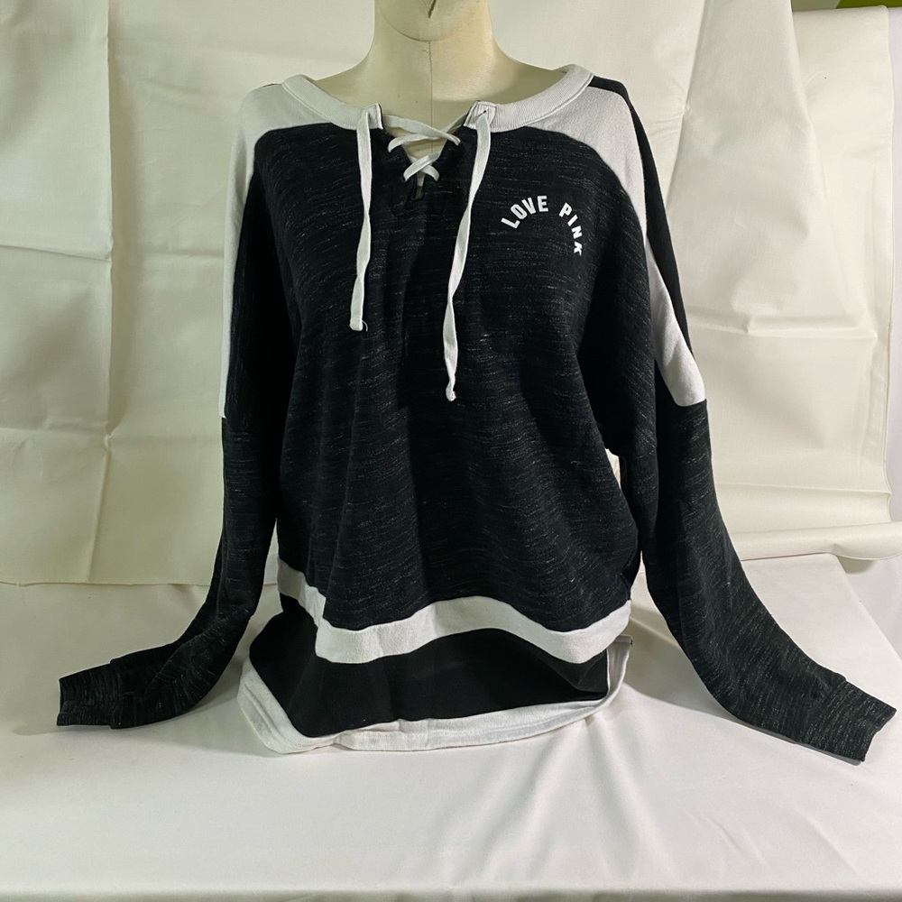 VS PINK Black/White L Boyfriend Sweatshirt